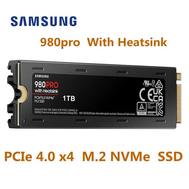 삼성 980 PRO SSD 방열판 1 테라바이트 2 테라바이트 PCIe Gen 4 NVMe M.2 내부 솔리드 스테이트 하드 드라이브, 열 제어, PS5 호환,